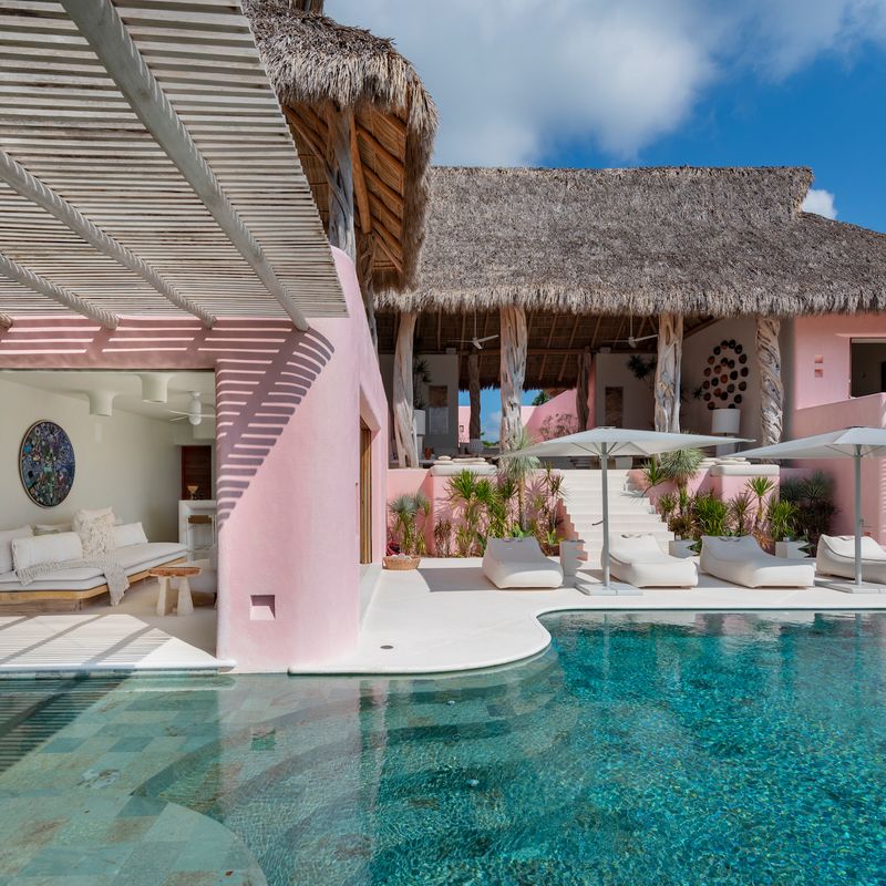 Pink Cliffside Villa in Careyes