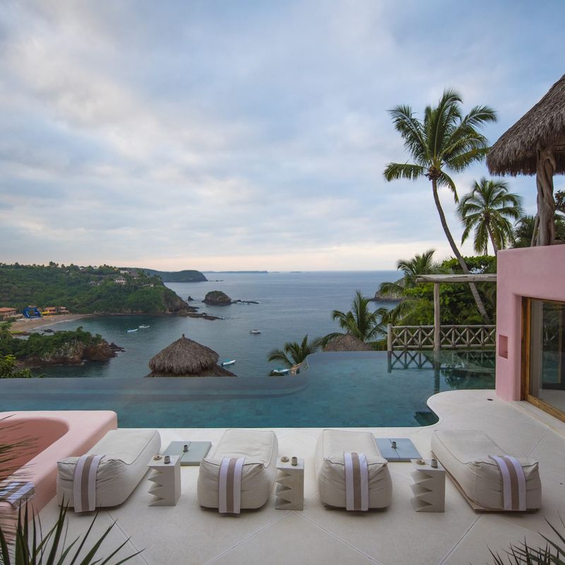 Pink Cliffside Villa in Careyes