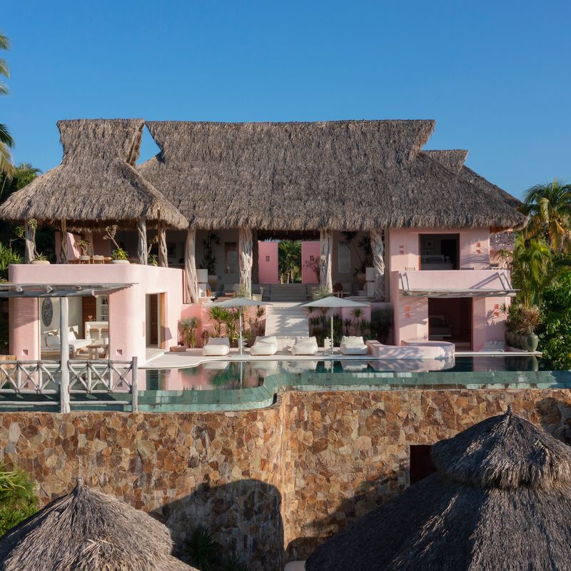 Pink Cliffside Villa in Careyes
