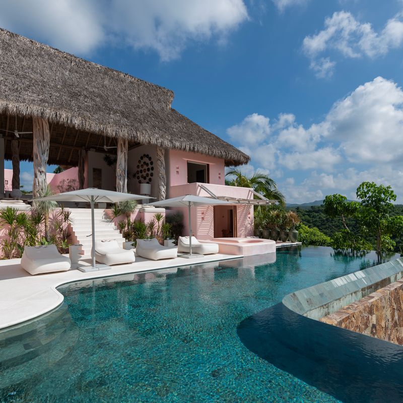 Pink Cliffside Villa in Careyes